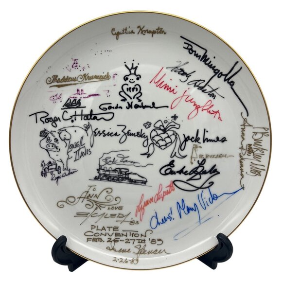 1983 Collectible Plate Convention Artist Signed Porcelain Plate Feb 26-27 Rare - Picture 1 of 8
